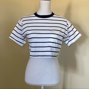 Vintage 1980s/90s Calvin Klein Sport Cropped Striped T-shirt made in USA